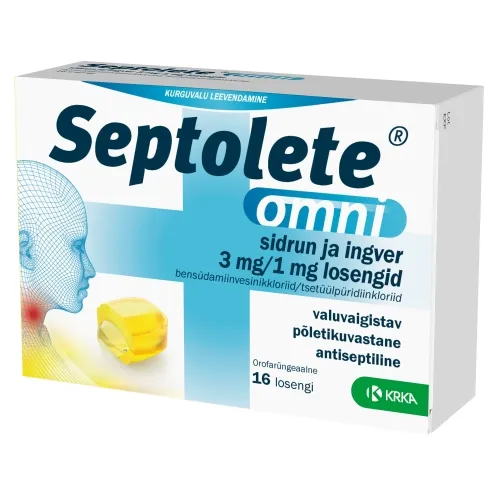 SEPTOLETE OMNI LOSENG SIDRUN&INGVER 3MG+1MG N16 - Tootepilt 