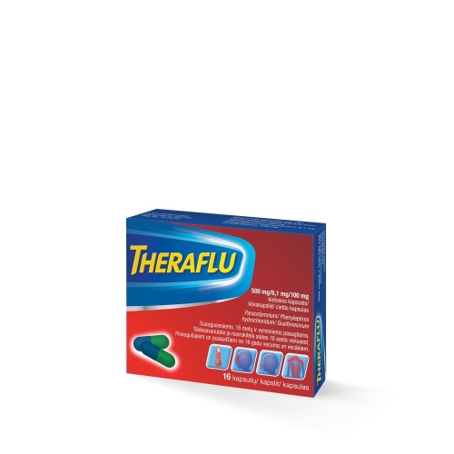 Product image of THERAFLU KÕVAKAPSEL 500MG+100MG+6,1MG N16