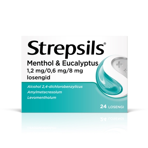 Product image of STREPSILS MENTHOL&EUCALYPTUS 0,6MG+1,2MG+8MG N24 LOSENG