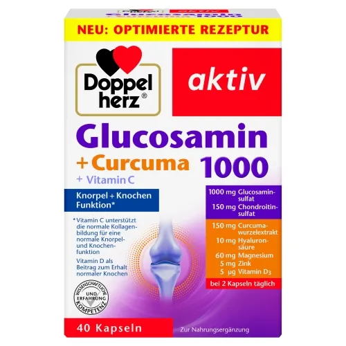 Product image of DOPPELHERZ AKTIV GLÜKOSAMIIN 1000MG+KURKUMIIN+C VITAMIIN KAPSLID N40