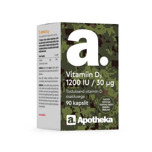 Product image of A. VITAMIIN D3 KAPSLID 30MCG N90