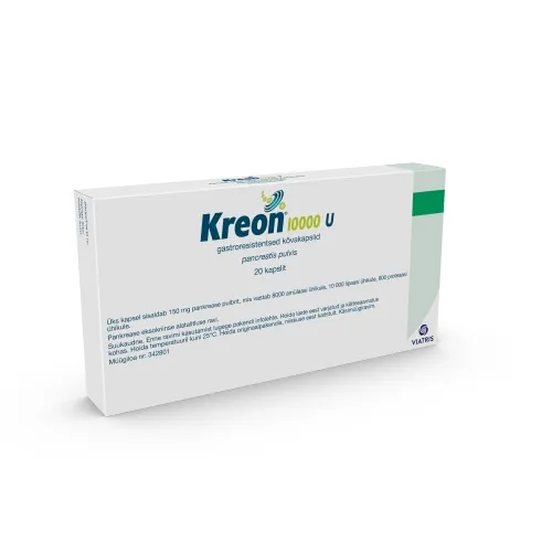 KREON 10000U 10000+8000+600TÜ N20 GASTRORESISTENTNE KAPS - Tootepilt 