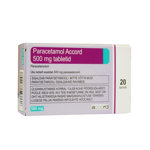 Product image of PARACETAMOL ACCORD TBL 500MG N20