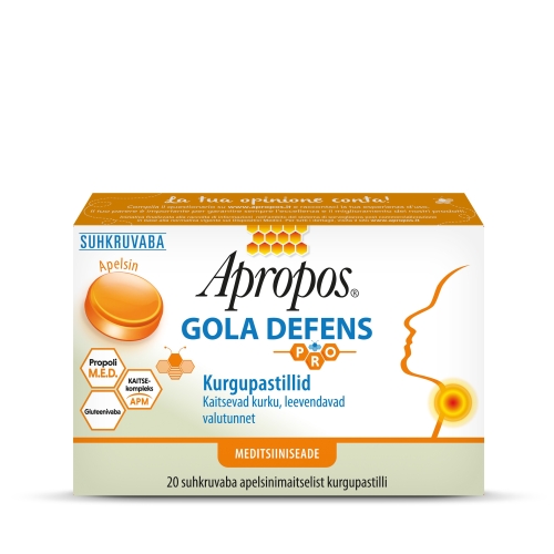 Product image of APROPOS GOLA DEFENS PASTILLID APELSIN N20