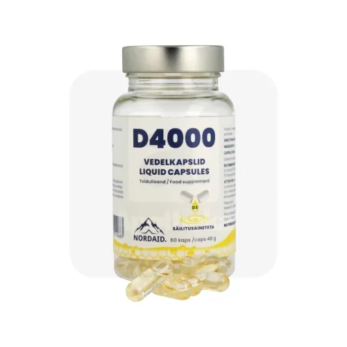NORDAID D-VITAMIIN D4000 VEDELKAPSEL N60