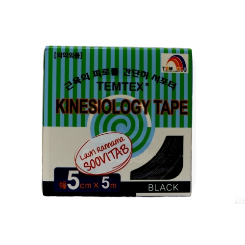 TEMTEX KINESIOLOOGILINE TEIP 5CMX5M MUST N1