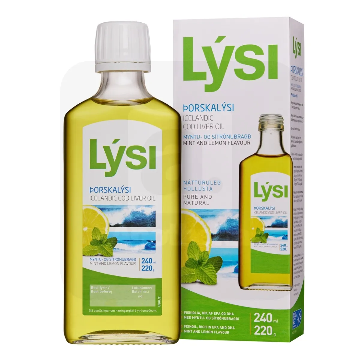 LYSI OMEGA-3 KALAMAKSAÕLI PIPARMÜNDI JA SIDRUNIGA 240ML - Tootepilt