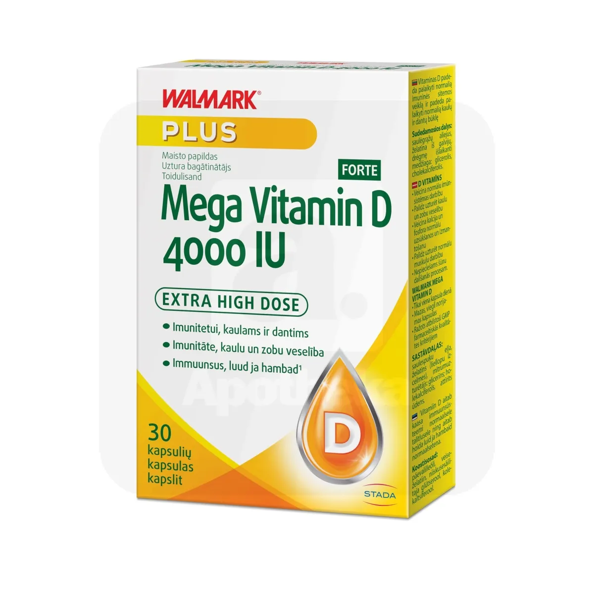 WALMARK MEGA VITAMIN D 4000IU FORTE KAPSLID N30 - Tootepilt