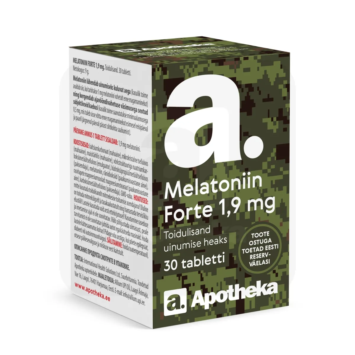 A. MELATONIIN FORTE TABLETID 1,9MG TBL N30 - Tootepilt 1