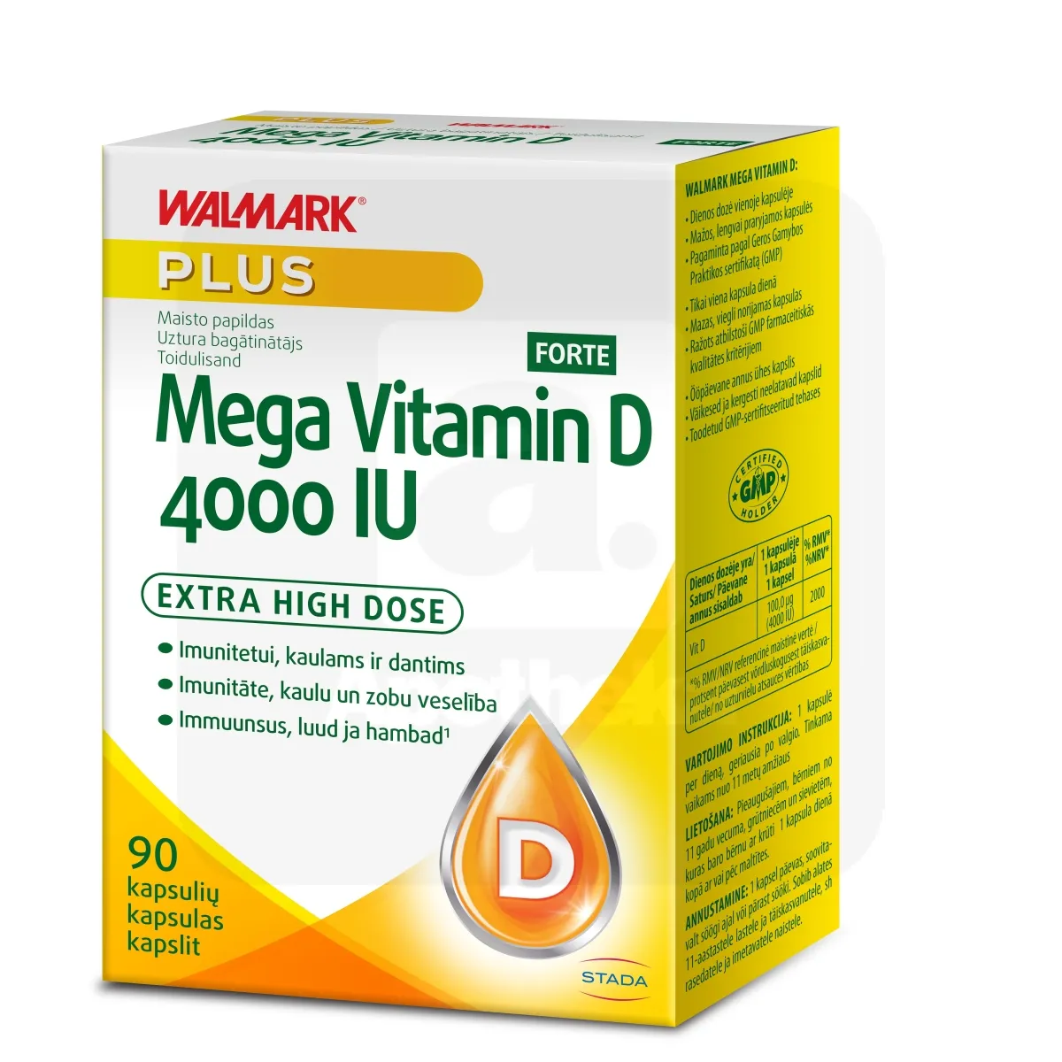 WALMARK MEGA VITAMIIN D 4000IU KAPSLID FORTE N90 - Tootepilt