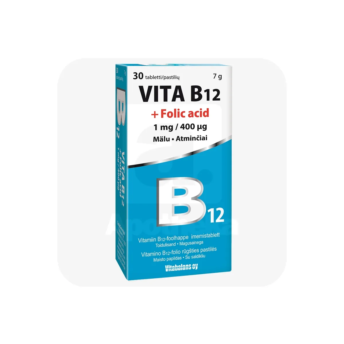 VITA B12 + FOOLHAPE TBL 1MG/400MCG N30 - Tootepilt