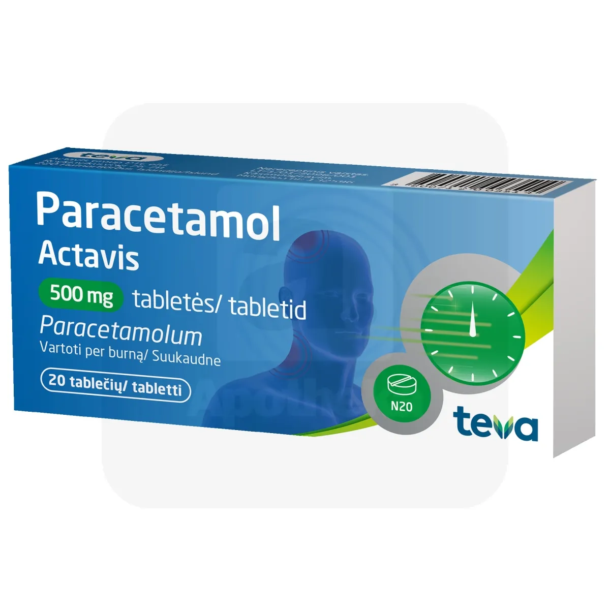 PARACETAMOL ACTAVIS TBL 500MG N20 - Tootepilt