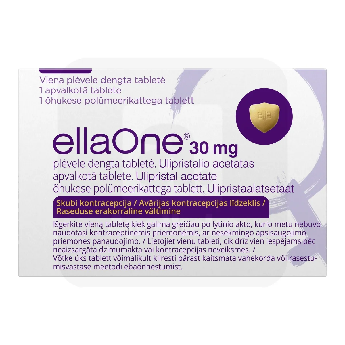 ELLAONE ÕHUKESE POLÜMEERIKATTEGA TBL 30MG N1 - Tootepilt