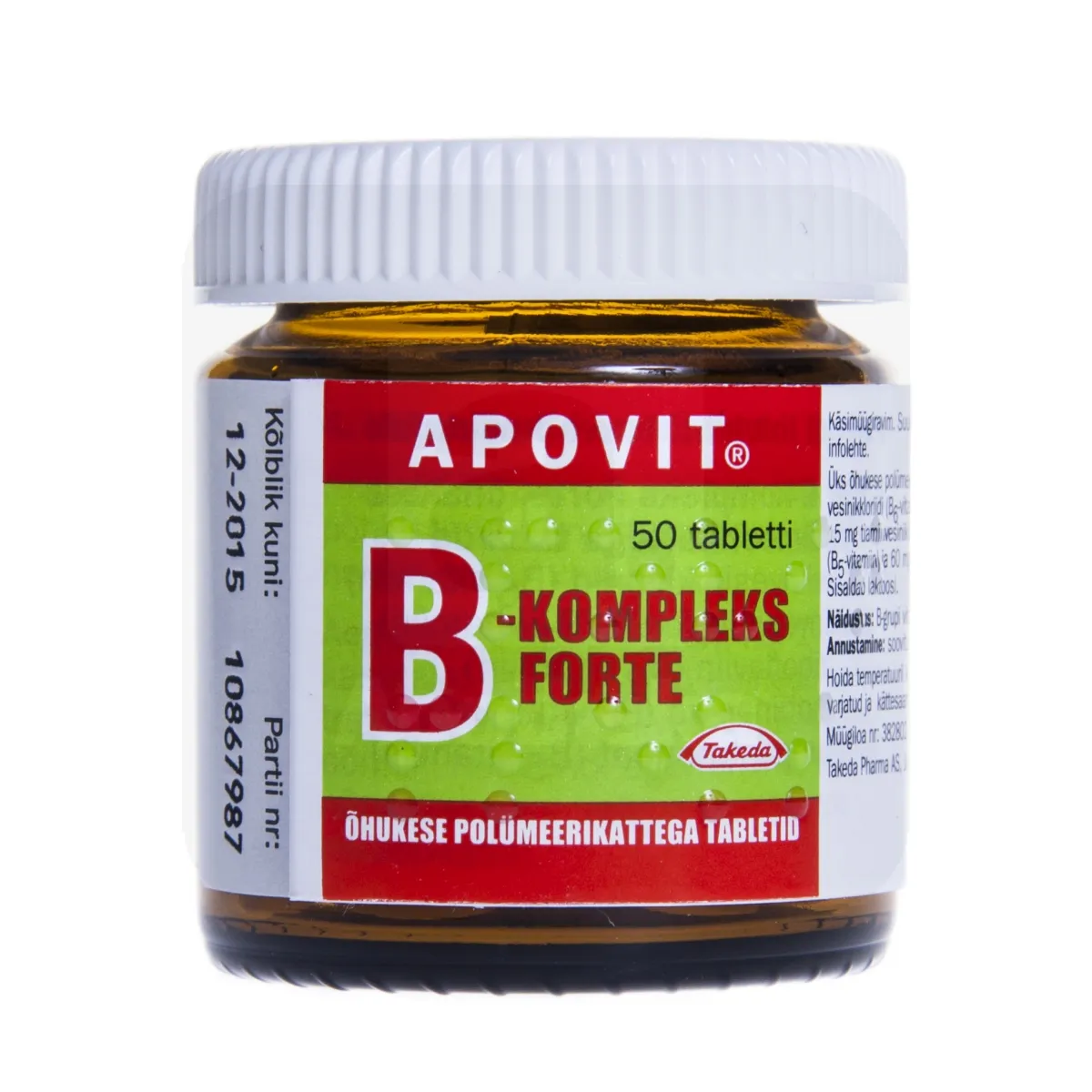 APOVIT B-KOMPLEKS FORTE 15+60+15+30+15MG TBL N50 - Tootepilt