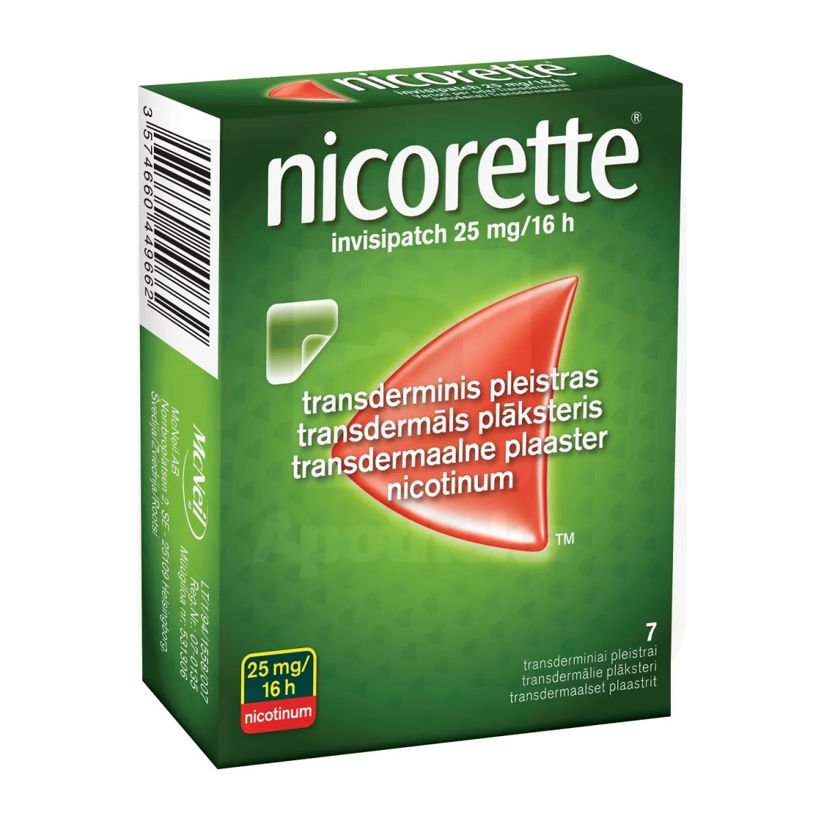 NICORETTE INVISIPATCH TDP 25MG/16H N7 - Tootepilt