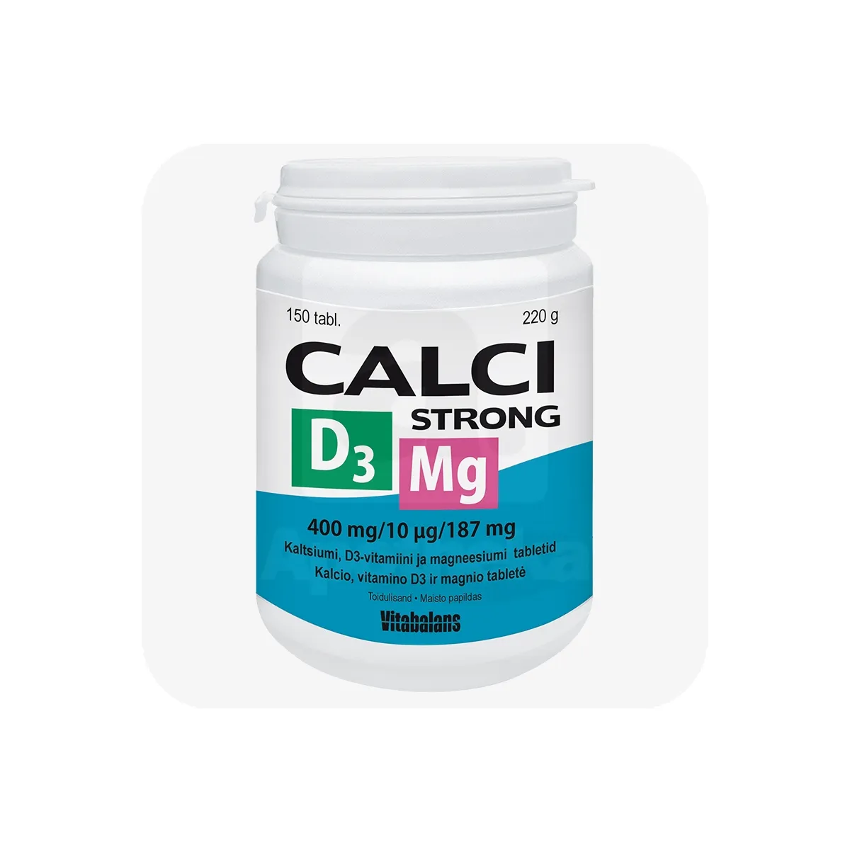 CALCISTRONG + MAGNEESIUM + VITAMIIN D3 TBL N150 - Tootepilt