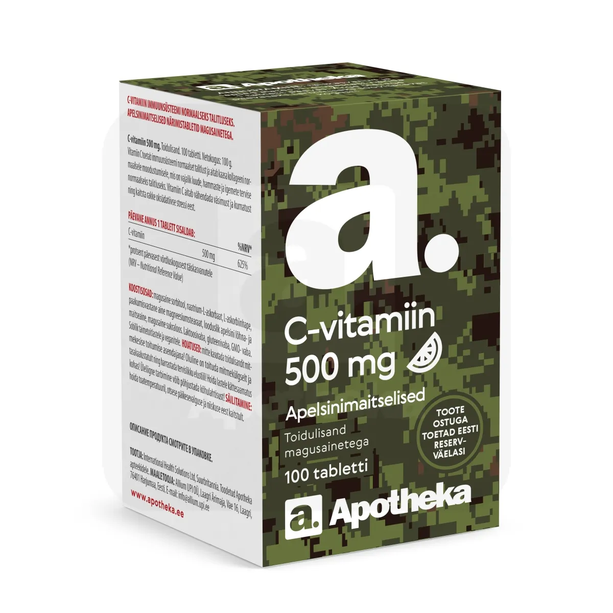 A. C VITAMIIN 500MG NÄRIMISTBL N100 APELSINIMAITSELINE - Tootepilt 1