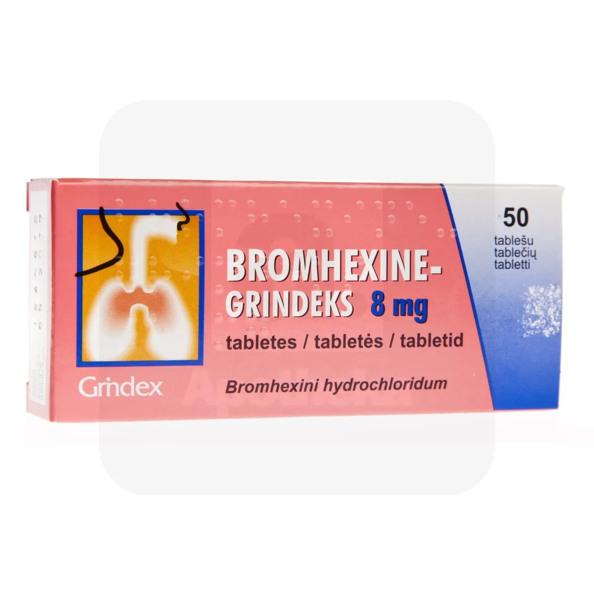 BROMHEXINE-GRINDEKS TBL 8MG N50 - Tootepilt