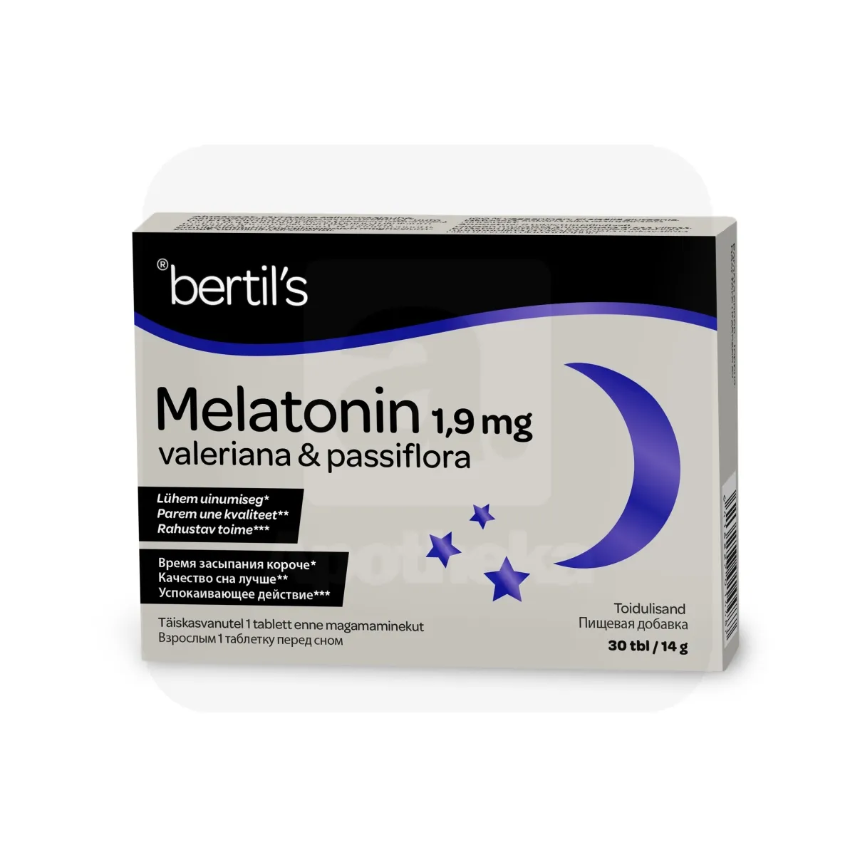BERTILS MELATONIN 1,9 MG VALERIANA&PASSIFLORA N30 - Tootepilt