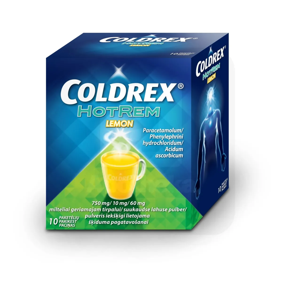 COLDREX HOTREM LEMON 750+10+60MG N10 SUUKAUDSE LAH PLV - Tootepilt