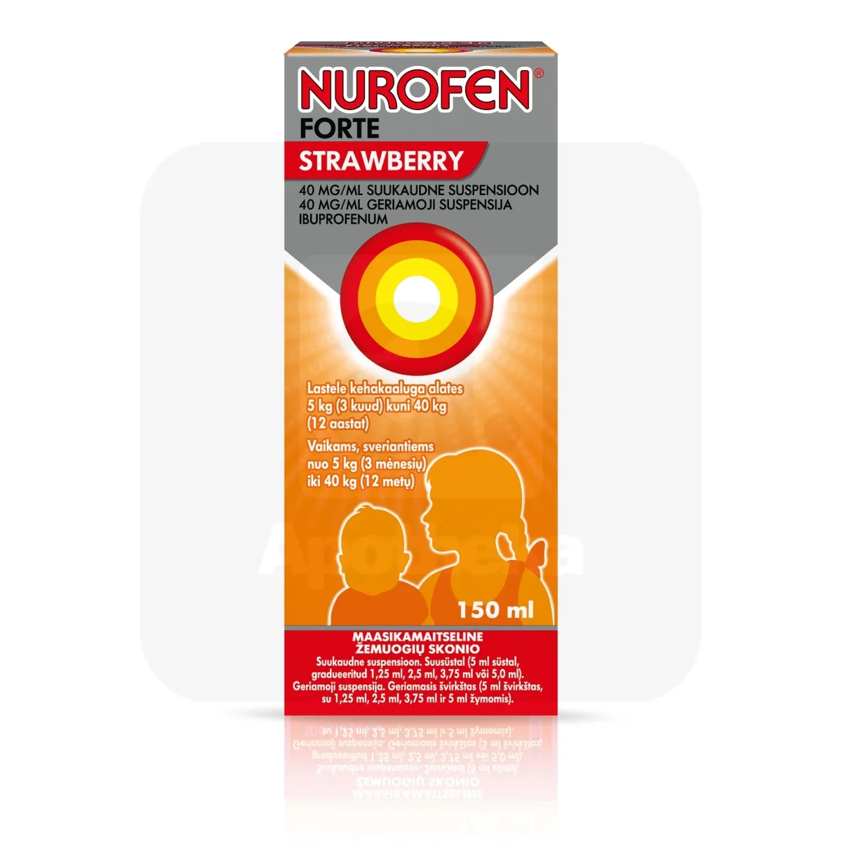 NUROFEN FORTE STRAWBERRY SUUKAUDNE SUSP 40MG/ML 150ML - Tootepilt