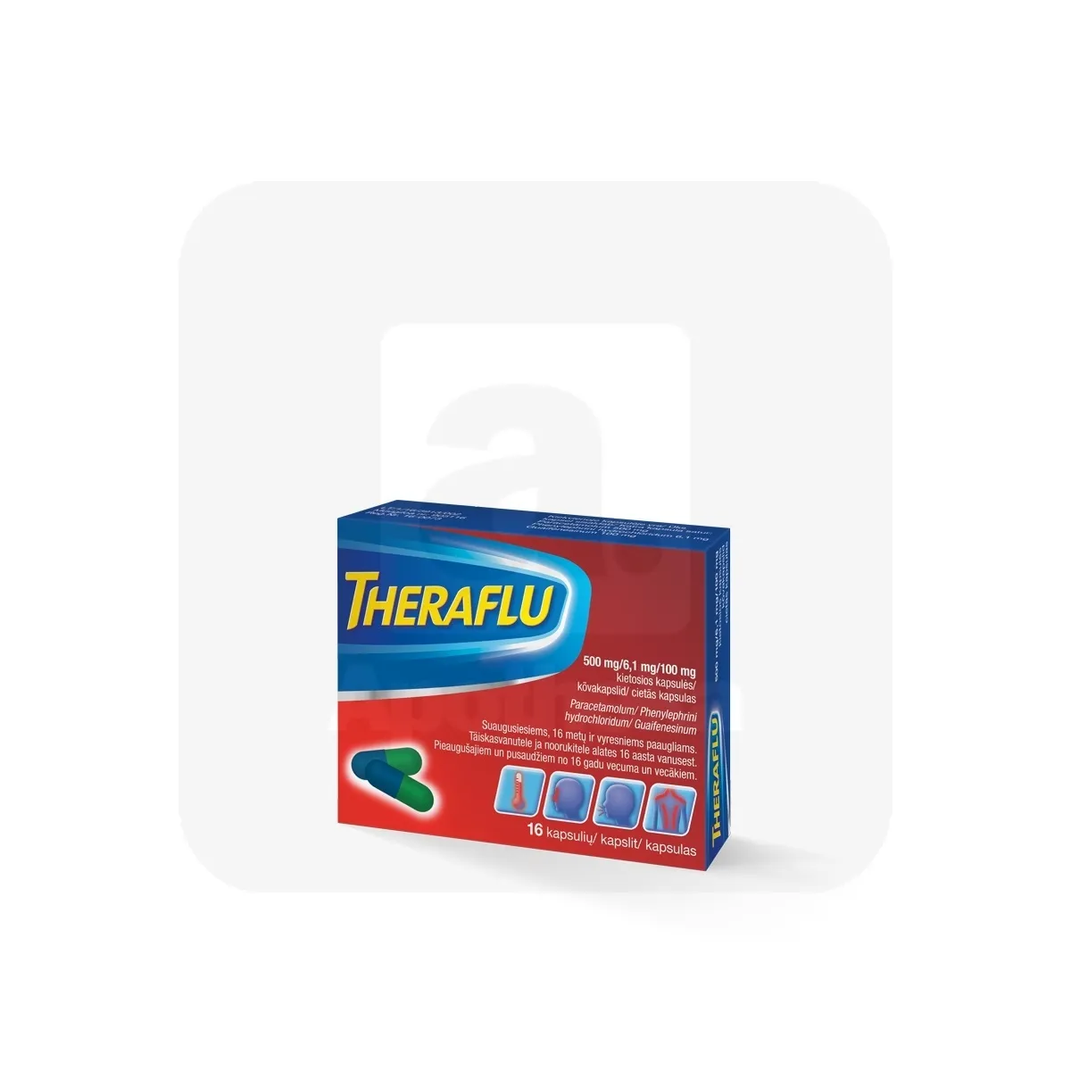 THERAFLU KÕVAKAPSEL 500MG+100MG+6,1MG N16 - Tootepilt