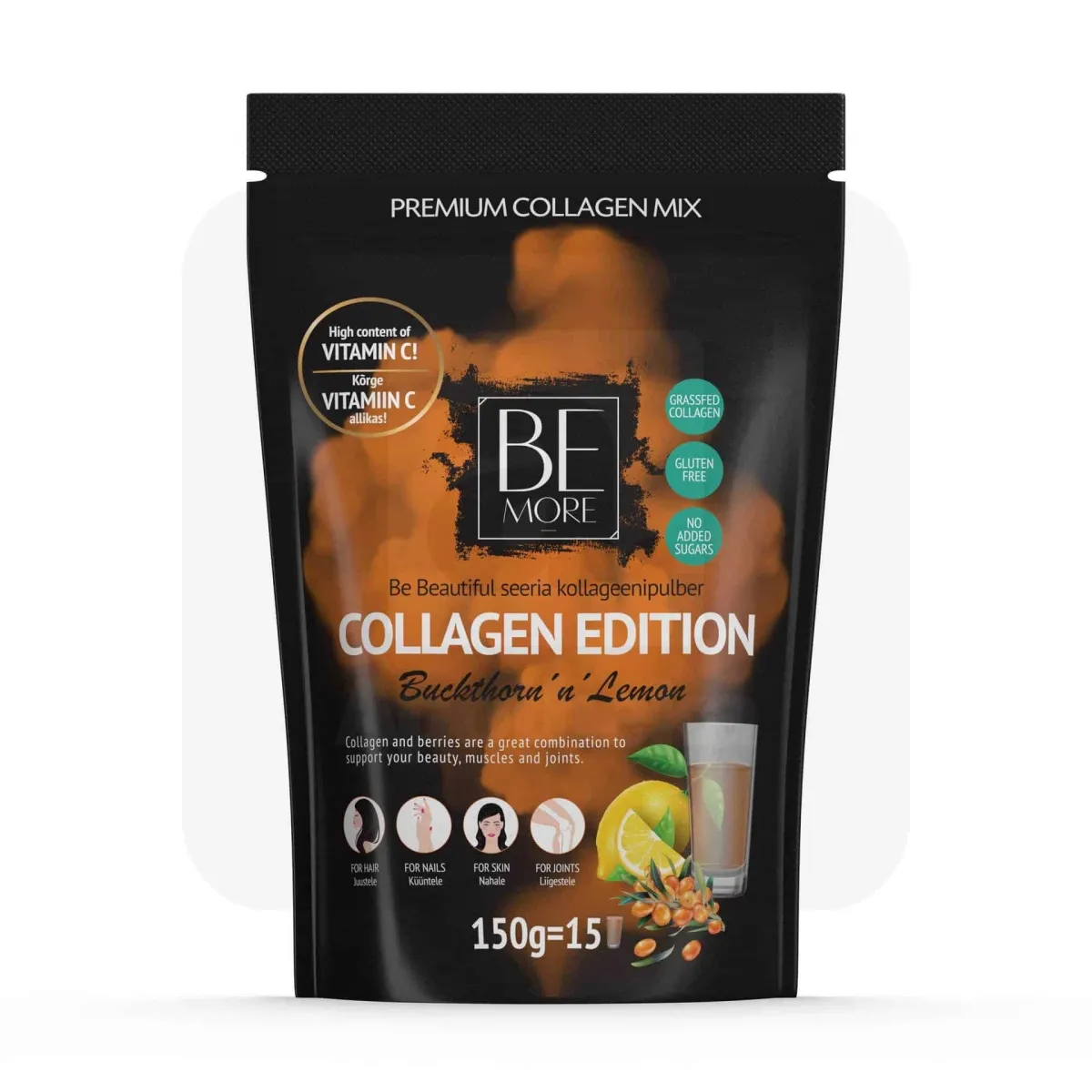 BE MORE COLLAGEN BUCKTHORN LEMON PULBER 150G - Tootepilt