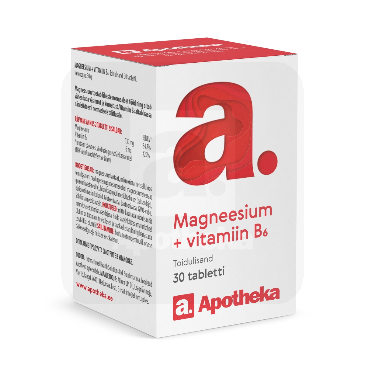 A. MAGNEESIUM +VITAMIIN B6 TBL N30 - Tootepilt 1