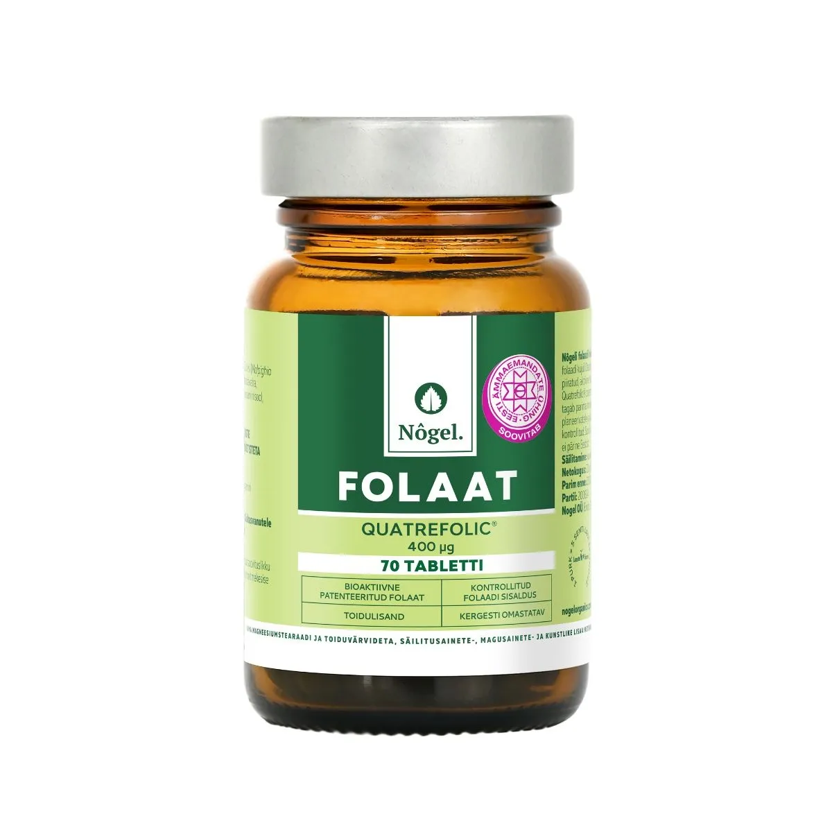 NÕGEL FOLAAT QUATREFOLIC TBL 400MCG N70 - Tootepilt 