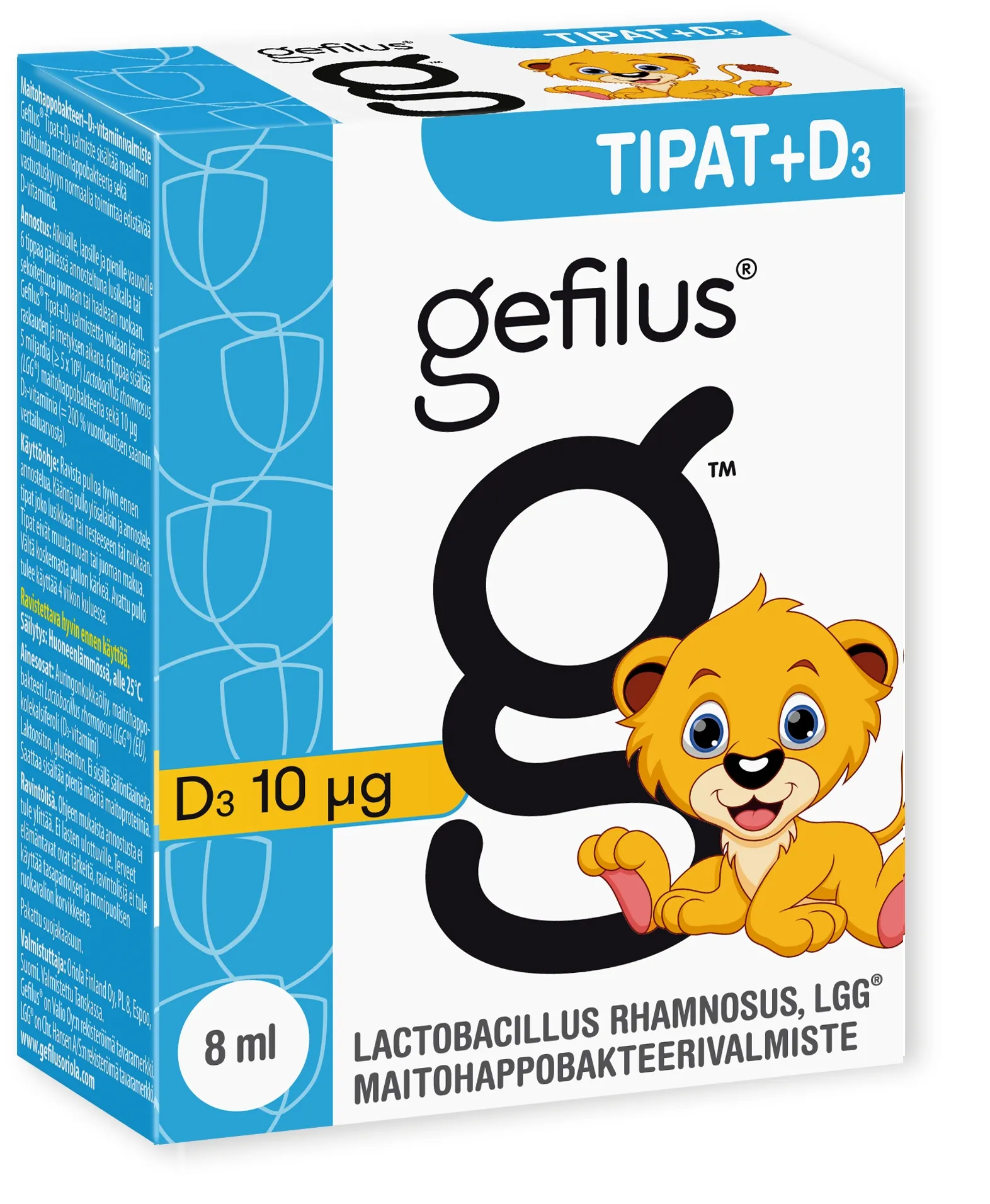 GEFILUS LGG TILGAD +D3 VITAMIIN 8ML - Tootepilt 