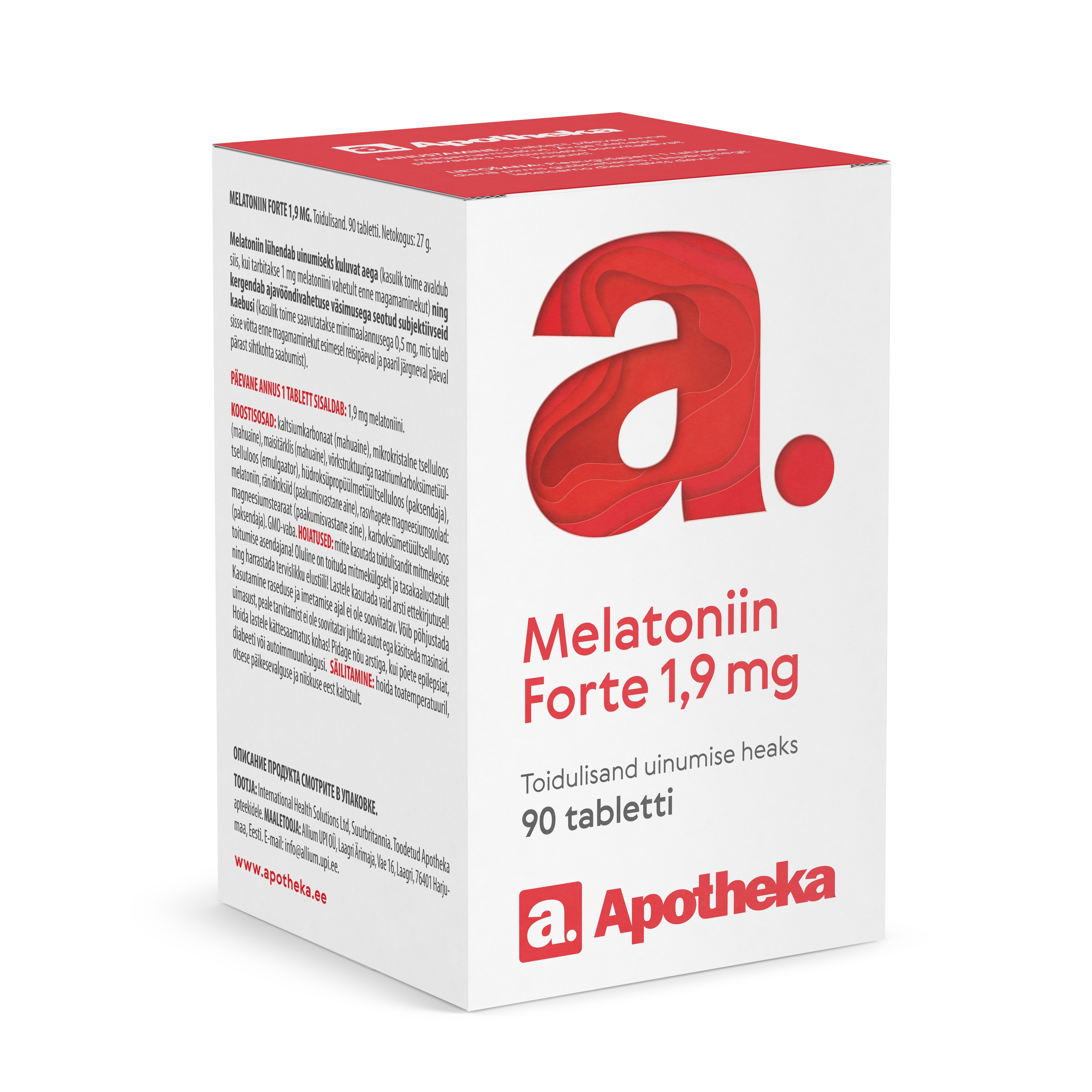 A. MELATONIIN FORTE TABLETID 1,9MG TBL N90 - Tootepilt 2