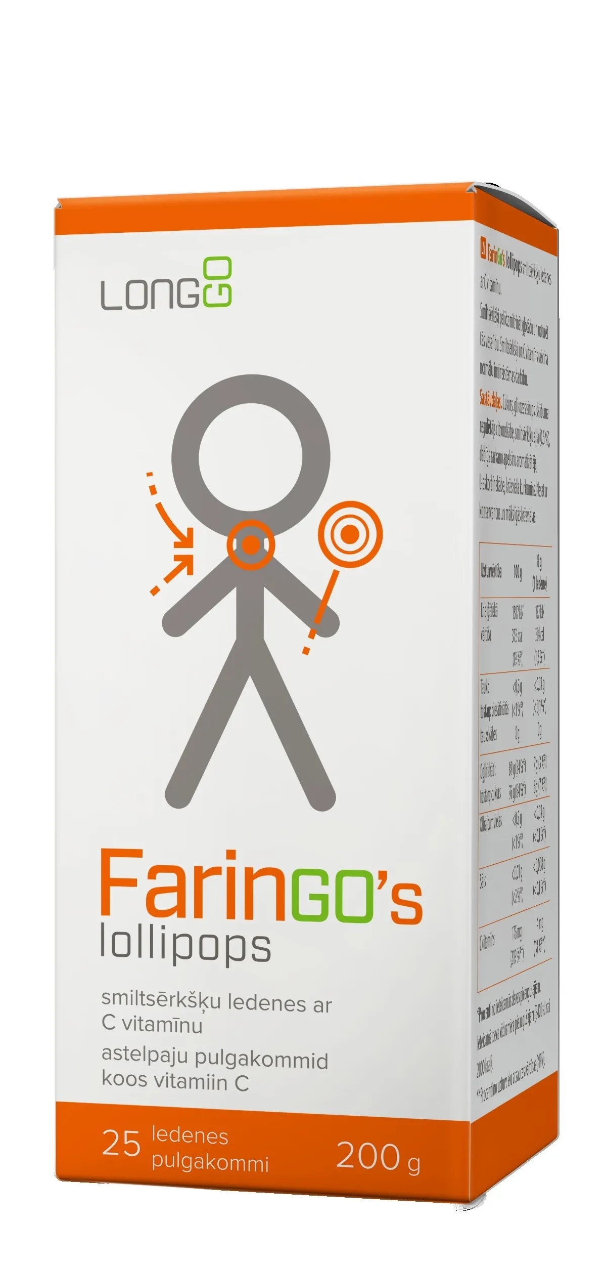 FARINGO'S LOLLIPOPS N25 ASTELPAJU PULGAKOMMID C-VITAMIINIGA - Tootepilt 