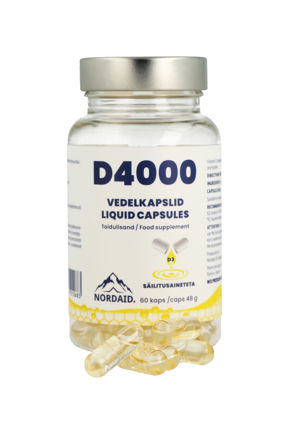 NORDAID D-VITAMIIN D4000 VEDELKAPSEL N60 - Tootepilt 
