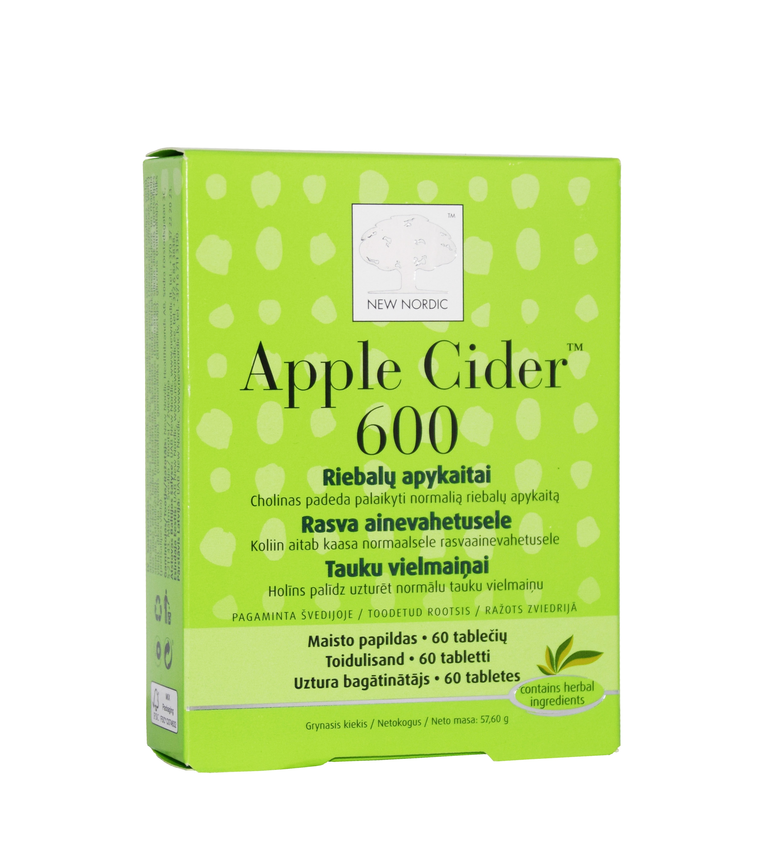 NEW NORDIC APPLE CIDER TBL 600MG N60 - Tootepilt 