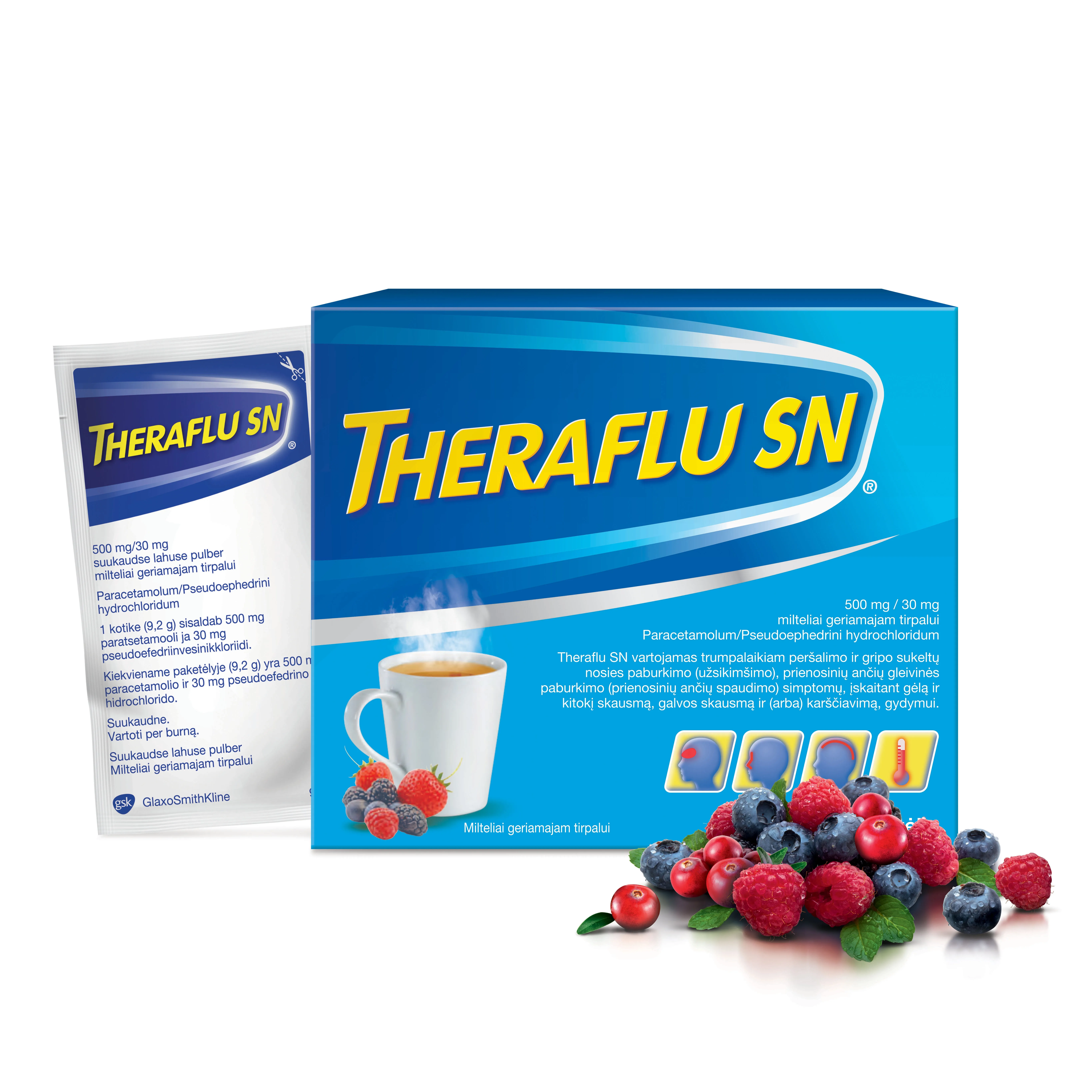 THERAFLU SN 500MG+30MG N10 SUUKAUDSE LAHUSE PULBER - Tootepilt 