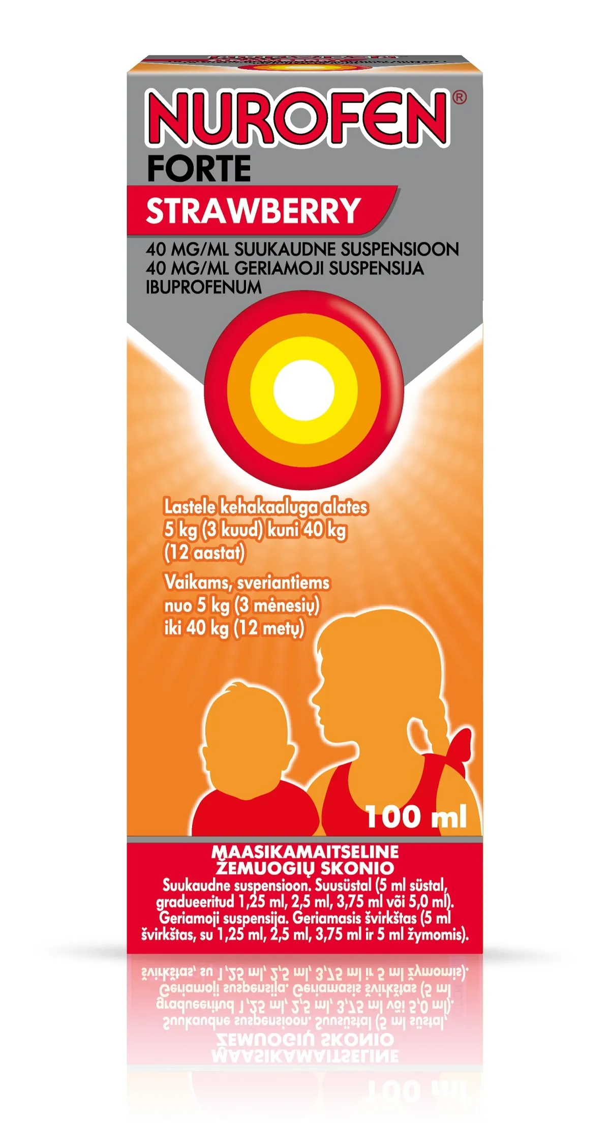 NUROFEN FORTE STRAWBERRY SUUKAUDNE SUSP 40MG/ML 100ML - Tootepilt 
