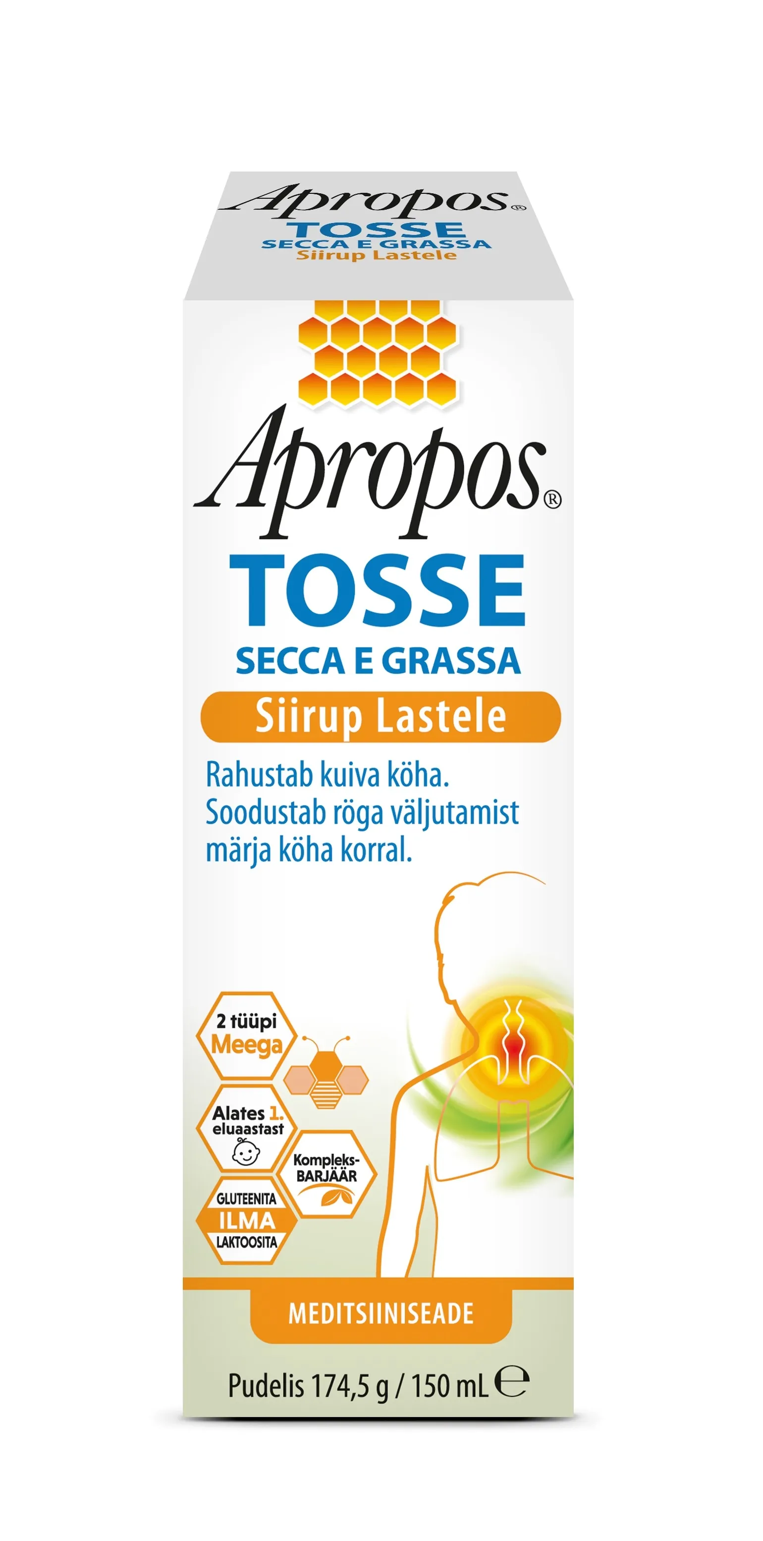 APROPOS TOSSE KÖHASIIRUP LASTELE 150ML - Tootepilt 