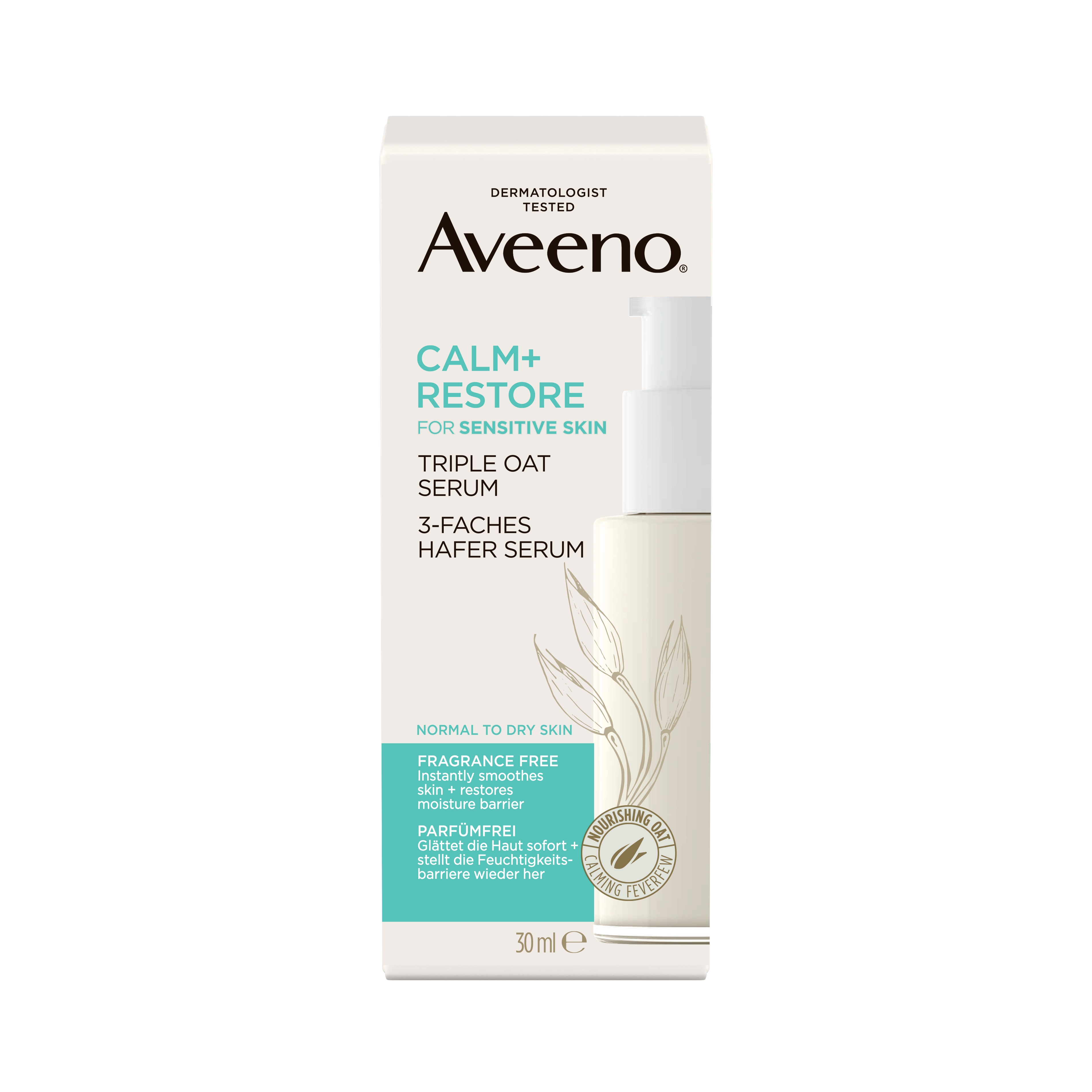 AVEENO CALM+RESTORE NÄOSEERUM 30ML - Tootepilt 