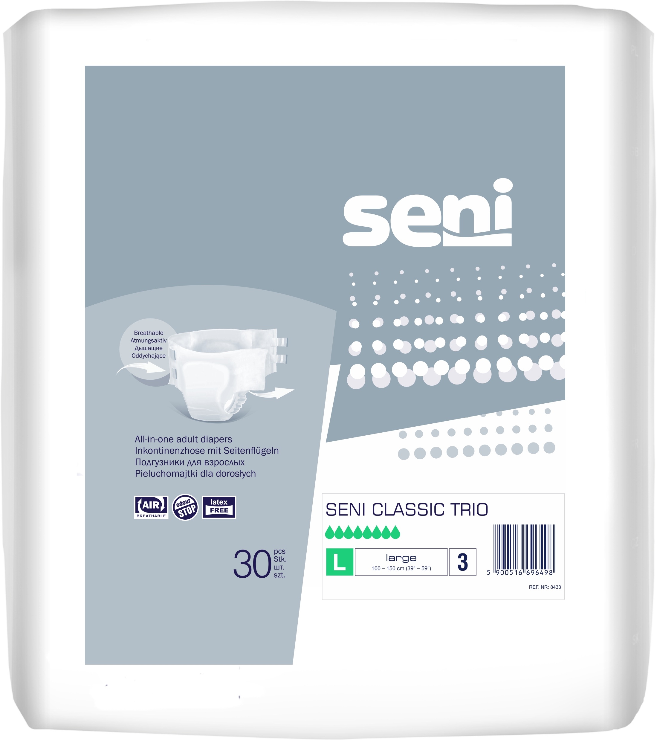 SENI CLASSIC TRIO PÜKSMÄHE L 3200ML N30 - Tootepilt 