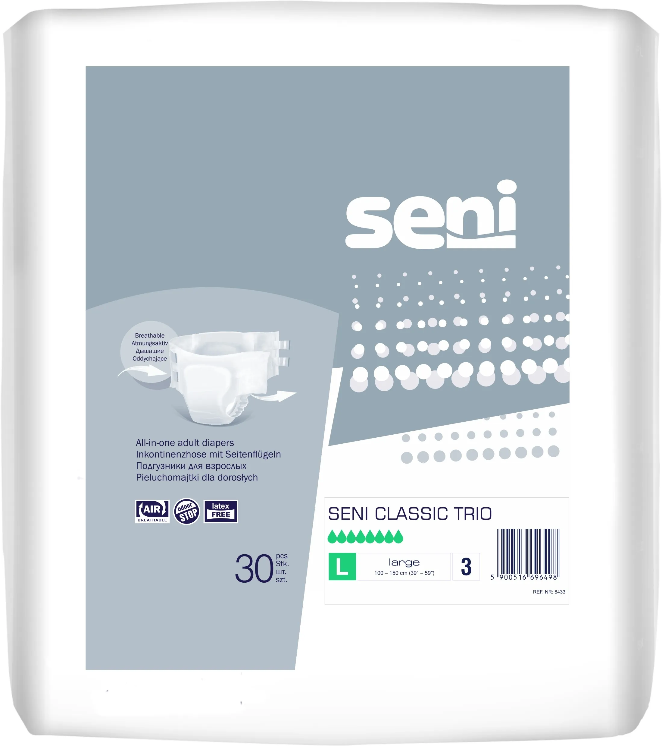 SENI CLASSIC TRIO PÜKSMÄHE L 3200ML N30 - Tootepilt 