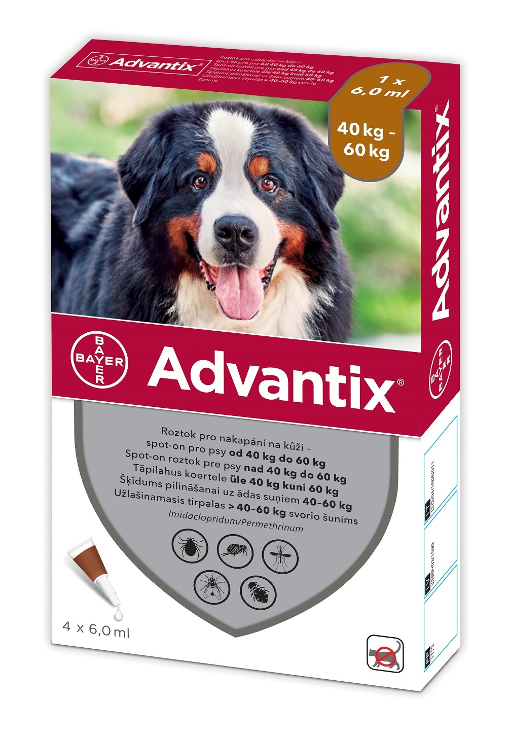ADVANTIX TÄPILAHUS 500MG+100MG/ML 6,0ML N4 (>40-60KG) - Tootepilt 