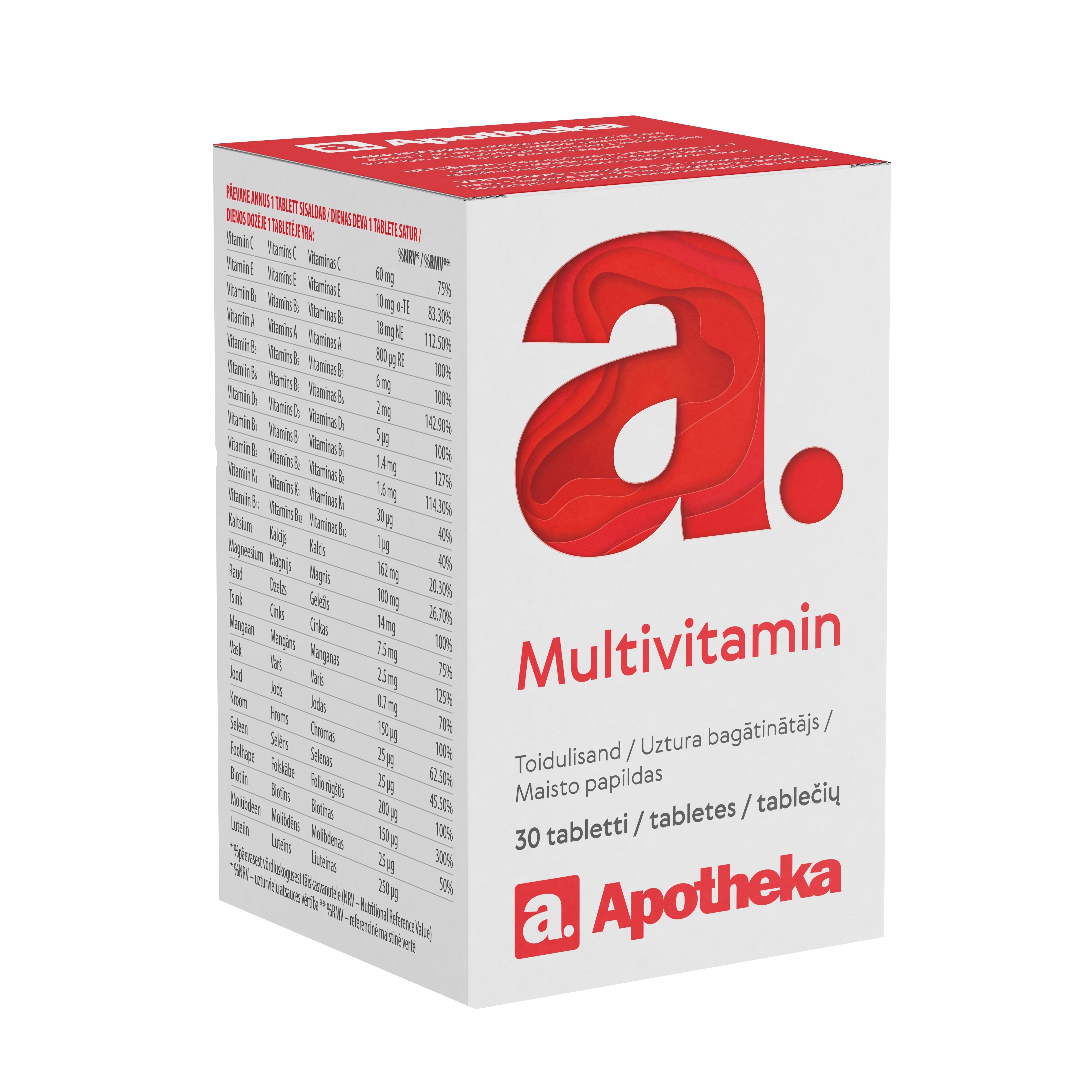 A. MULTIVITAMIN TBL N30 - Tootepilt 