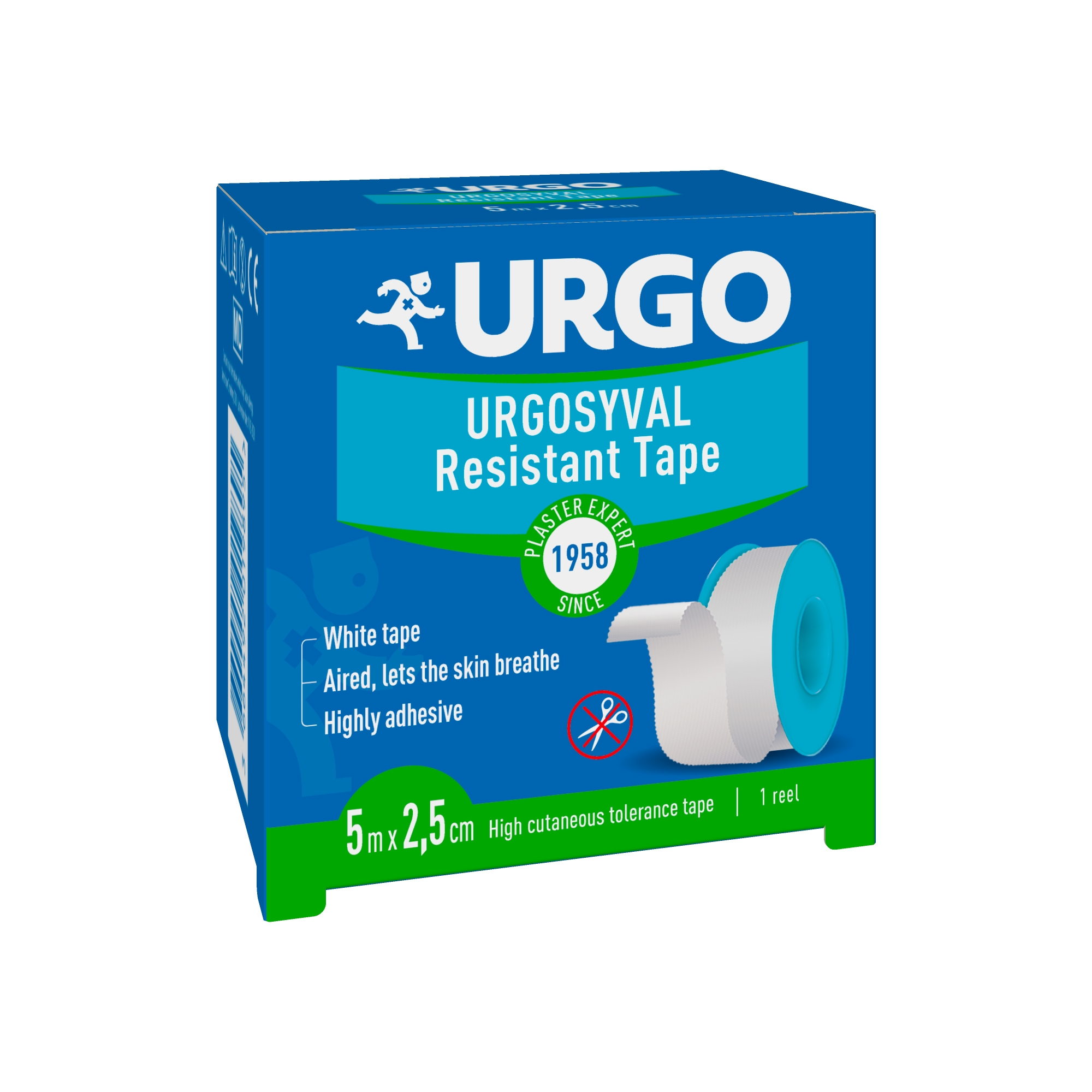 URGOSYVAL RULLPLAASTER 2,5CMX5M (SIIDIST,VALGE) - Tootepilt 