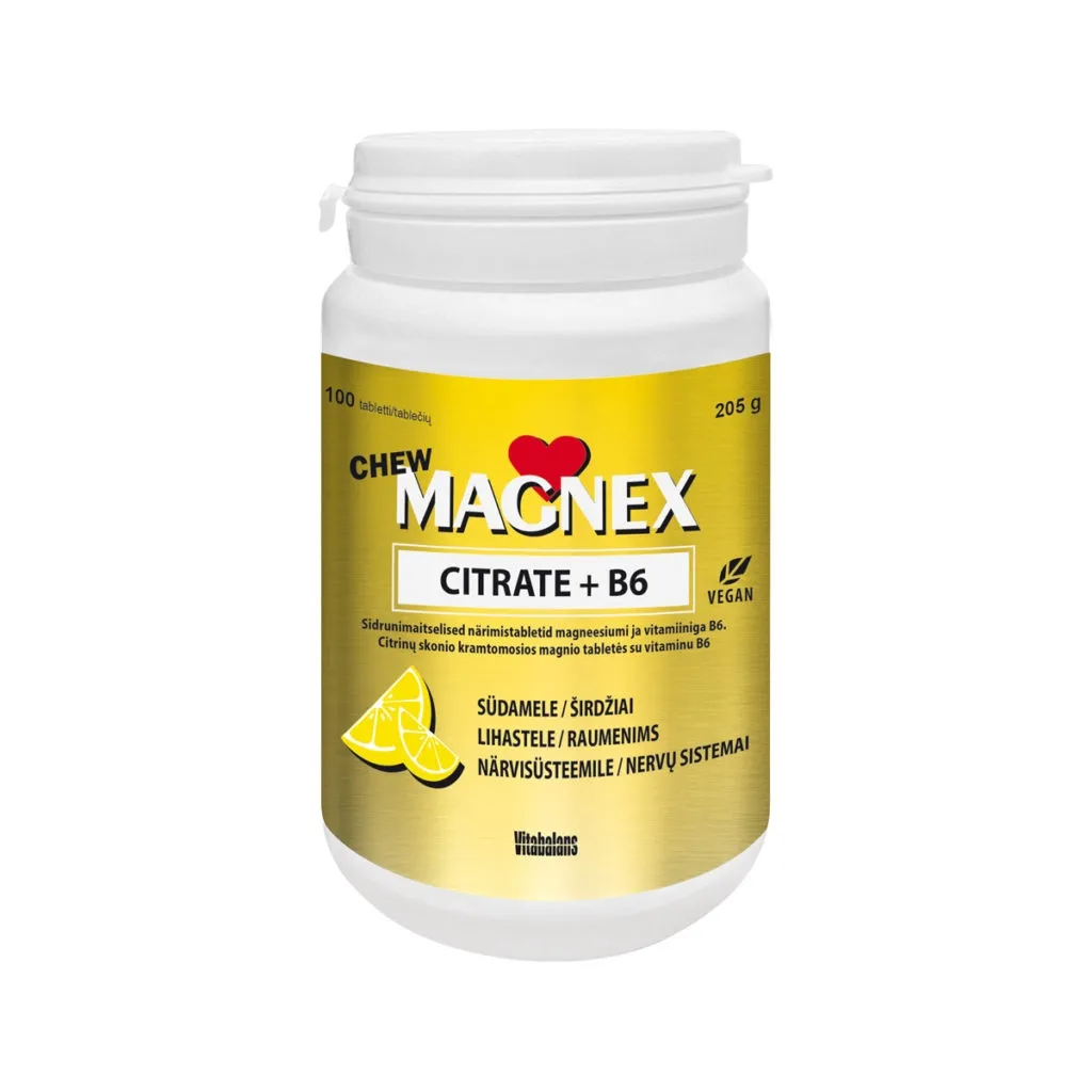 MAGNEX CITRATE+VITAMIIN B6 NÄRIMISTBL 375MG N100 - Tootepilt 