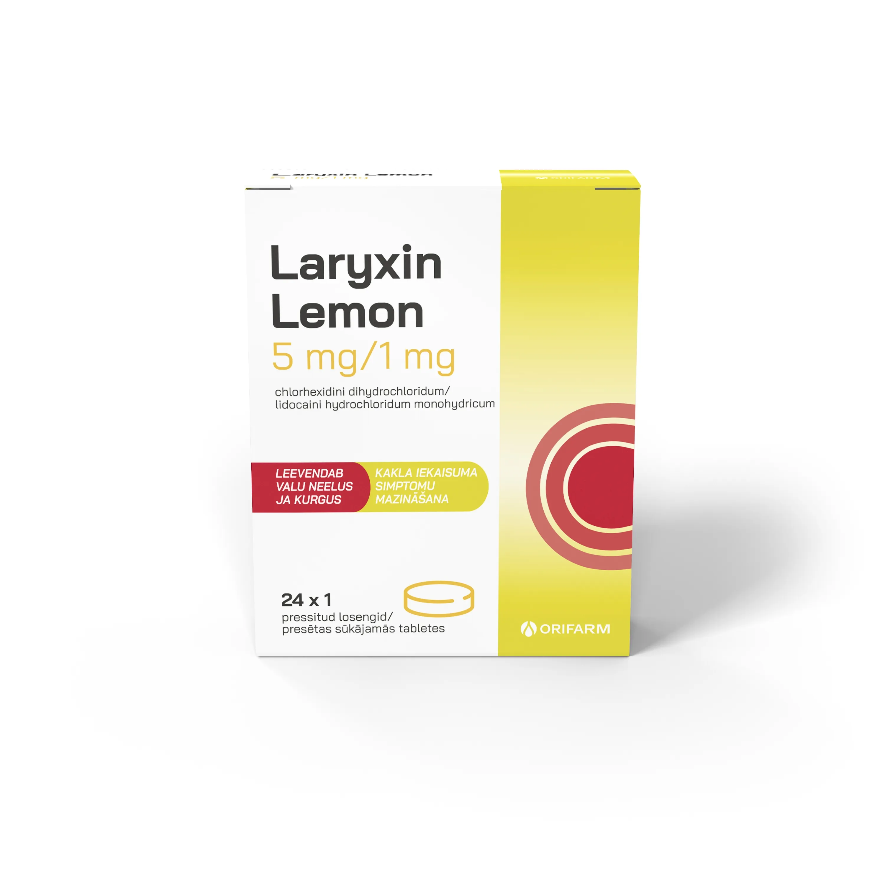 LARYXIN LEMON LOSENG 5MG+1MG N24 - Tootepilt 
