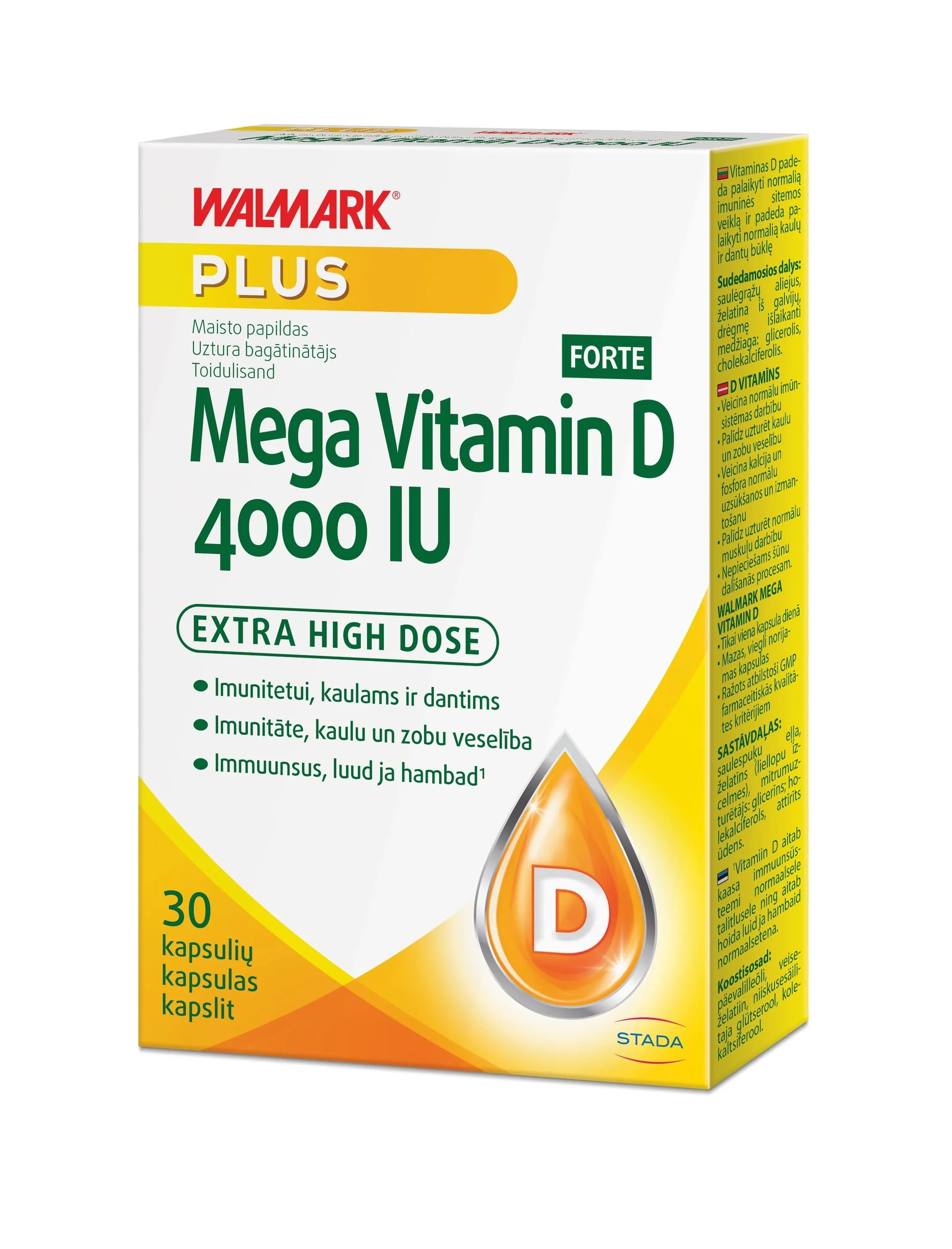 WALMARK MEGA VITAMIN D 4000IU FORTE KAPSLID N30 - Tootepilt 