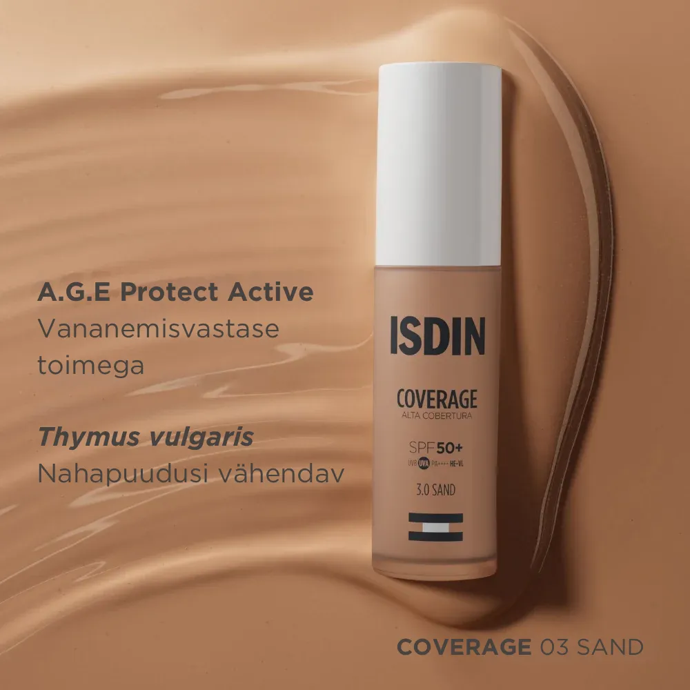 ISDIN JUMESTUSKREEM COVERAGE SPF50+ 30G 3.0 SAND - Tootepilt 4