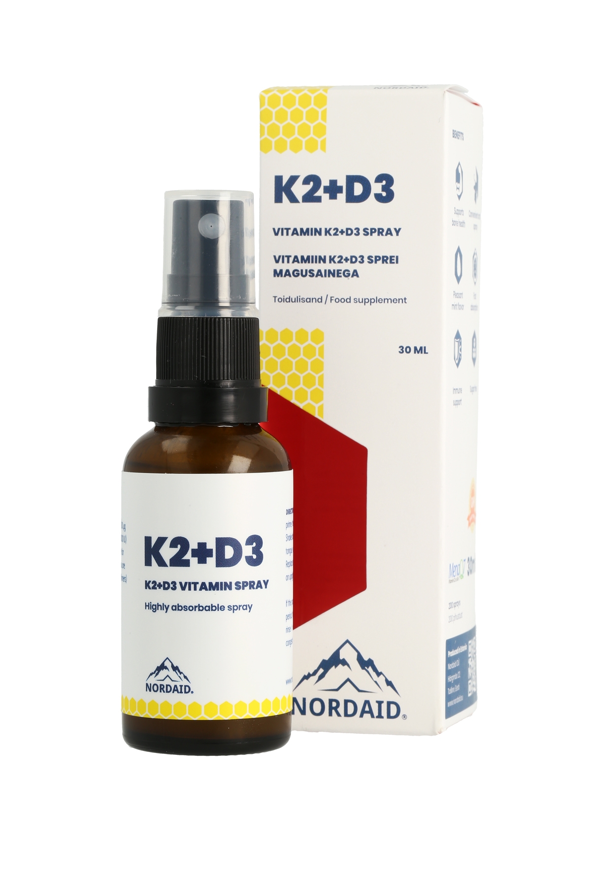 NORDAID K2+D3 VITAMIIN SUUKAUDNE SPREI 100MCG+4000IU 30ML - Tootepilt 