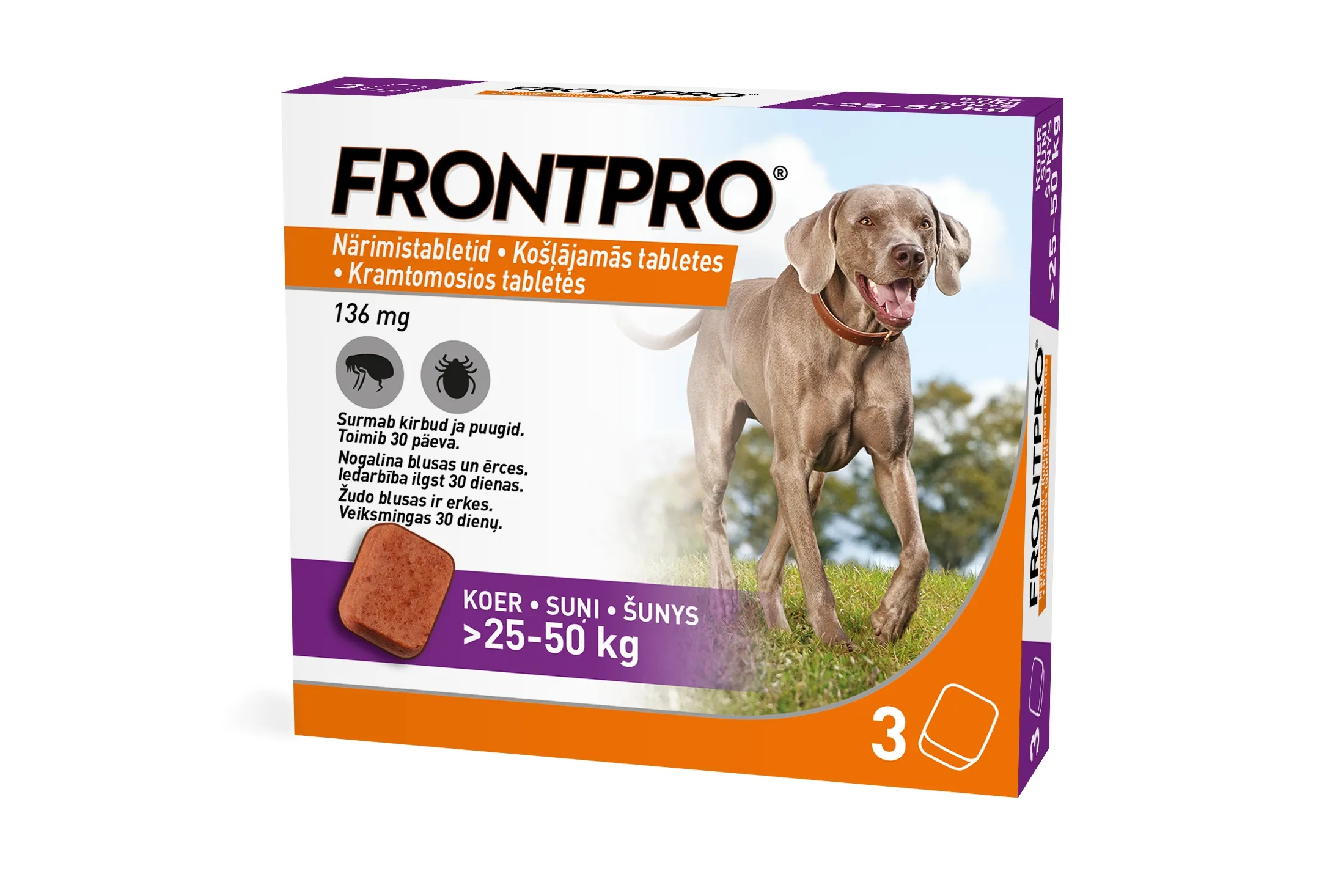 FRONTPRO NÄRIMISTABLETT 136MG N3 (25-50KG) - Tootepilt 