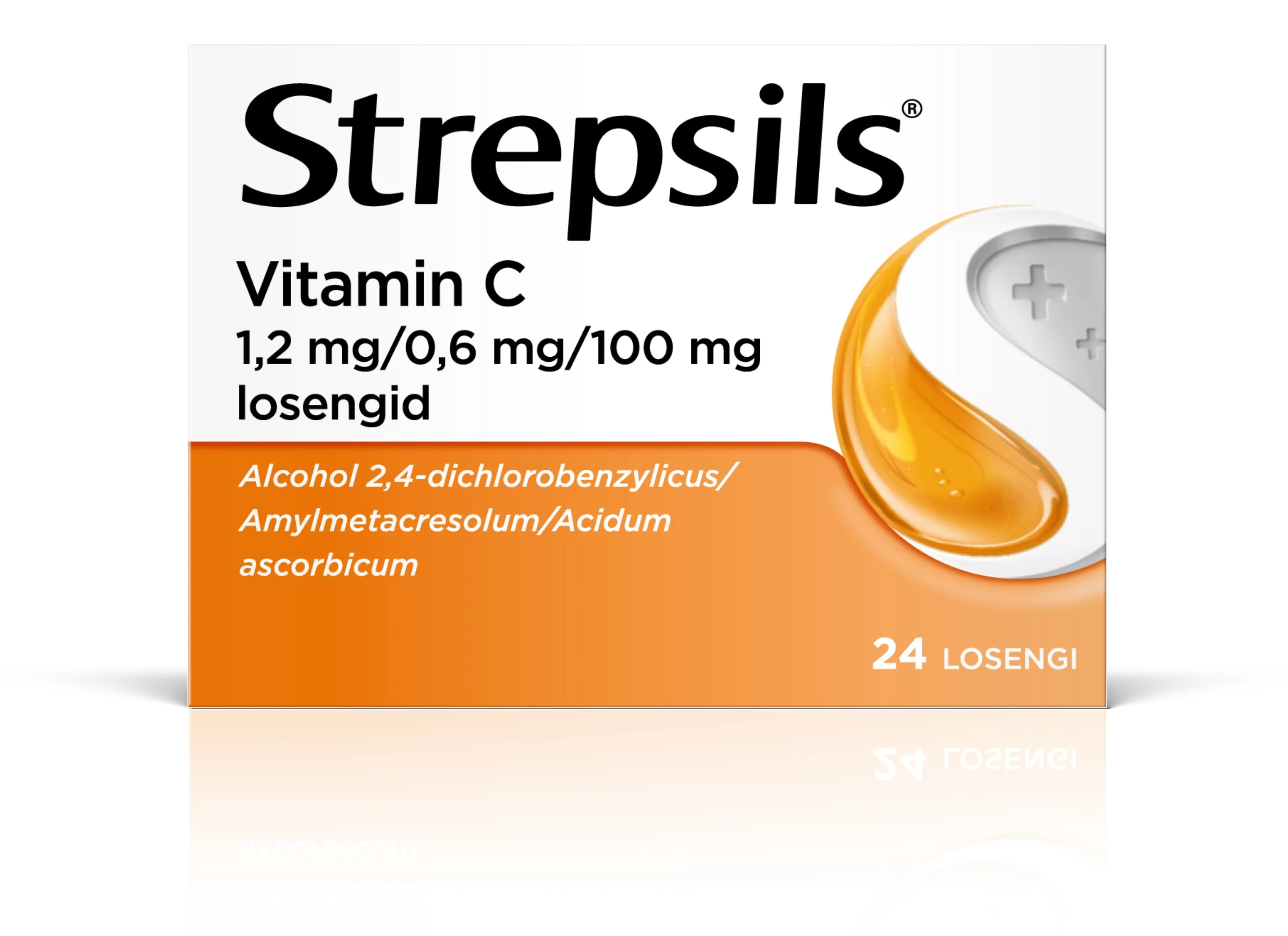 STREPSILS VITAMIN C 100MG 0,6MG+1,2MG+100MG N24 LOSENG - Tootepilt 